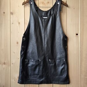 Next Issue Faux Black Leather Pinafore Mini Dress Womens Medium
